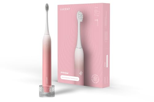 Lucent Prism Elektrische Zahnbürste – Elektrische Zahnbürste mit automatischer Aktivierung, 60 Tage Akkulaufzeit, Smart-Timer, 3 Putzmodi, Drucksensor, kabelloses Laden, wasserdicht IPX8 (Pink Bliss)