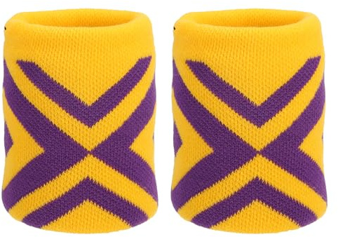 PATIKIL Sportarmband svettband för män och kvinnor, 2 st andningsbara tennisarmband absorberande svettband för basket fotboll baseball löpning gym, gul/lila