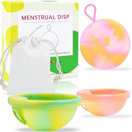 Kuvarix Disque Menstruel, 2 Pièces Coupe Menstruelle Réutilisable(S+L), Cup Menstruelle en Silicone pour Tous les Courants, Sans Danger pour le Sport et la Natation