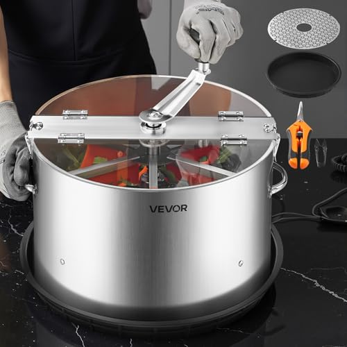 VEVOR Máquina Recortadora de Cuenco de Hojas mm Recortadora de Cuenco de Hoja de Brote con Tapa Transparente y Rejillas de Acero Inoxidable para Brotes de Flores (Manual 370 mm)