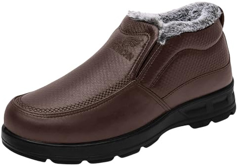 Botas de piel para hombre - Zapatos de invierno para hombre, cálidos, cómodos, de piel, impermeables, antideslizantes, ortopédicas, para la nieve, forro de pelo, botines, botas térmicas, botas de