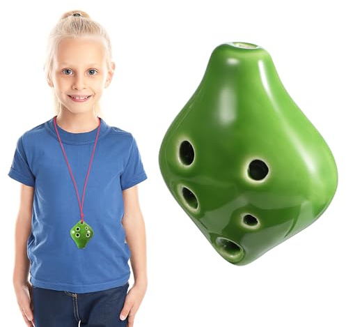 BESPORTBLE Ocarina in Ceramica Verde Mini Compatta a 6 Fori con Beccuccio Corto e Cordino, Facile da Imparare per Principianti, Strumento Musicale Portatile