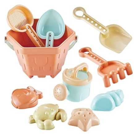 Giochi Da Spiaggia Per Bambini | 10 Pezzi con Pala Secchiello Rastrello | Kit per Costruire Castelli di Sabbia Giocattolo Acquatico,per Bambini e Bambine sopra 1 Anno Giochi d'Acqua in Piscina