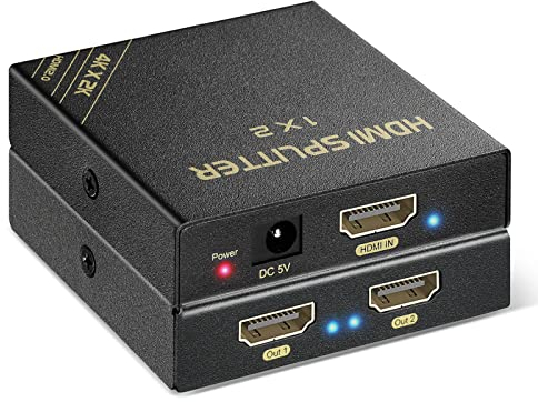 HBAVLINK Répartiteur HDMI 1 entrée 2 sorties 60 Hz – HDCP Bypass 2.3, HDR, Dolby/DTS 5.1/7.1 – Compatible avec Firestick 4k Max, PS3/PS5 & Elgato HD60s/x/Pro, Apple TV 4K, Retrotink, Roku barre de son