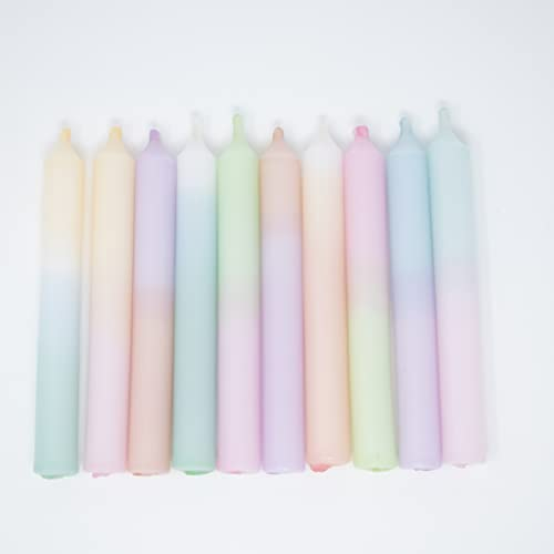 MADAM ERLE | 10er-Set Dipdye kleine Geburtstagskerzen | SMILLA | handgemachte Kerzen für Geburtstagszug| neon-pastell farbig | bunt | Kerzen erster Kinder-Geburtstag | Kinder-Party | Baumkerzen