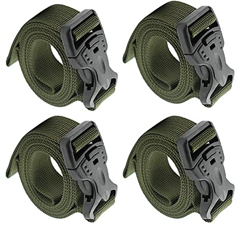 Alnicov ryggsäck tillbehör rem bagage remmar skyddsrem sovsäck rem justerbar slitstark med snabbspänne för utomhuscamping eller daglig användning (grön, 4-pack)