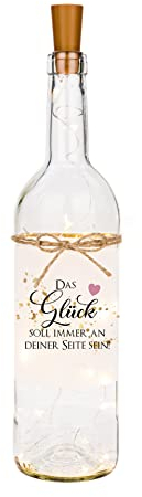 Manufaktur Liebevoll LED Spruch Flaschenlicht Glück Geldgeschenk Geburtstag Geburtstagsgeschenk Frauen Männer Kollege Kollegin Jugendweihe Konfirmation Kommunion Taufe (Das Glück soll immer)