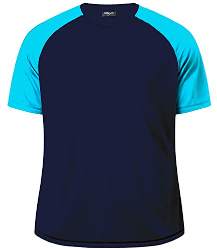 Maglietta da nuoto da donna, a maniche corte, UPF Rash Guard, blu navy, 4XL plus