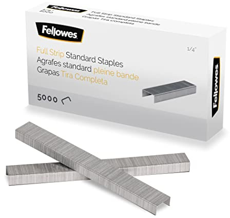 Fellowes Standard Staples, ¼ in Length, 210/strip, 5,000/Box