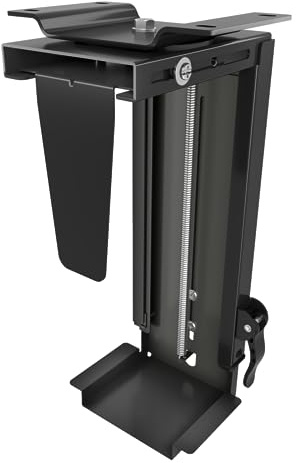 PUTORSEN Supporto per PC sotto scrivania, supporto regolabile per alloggiamento del computer per piano inferiore con rotazione a 360 gradi e manico facile da bloccare, portata fino a 10 kg