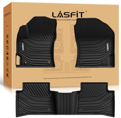 LASFIT 3D Custom Fit Floor Mats for Toyota Corolla 2020–2026 Sedan, All-Weather, Reinforced TPE,Anti-Slip Car Floor Mats 1st & 2nd Row, 3pcs, Black