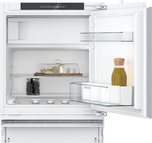 SIEMENS KU22LVFD0, iQ300 Smarter Unterbau-Kühlschrank mit Gefrierfach, 82 x 60 cm Nische, 110 L, Flaschenhalter, Sicherheitsglas-Ablagen, Schnellkühlung, Sehr leise, LED-Beleuchtung, Flachscharnier