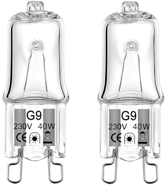 ShuoHui Lampadina alogena G9, 40 W, 230 V, per forno e microonde, 300 °C, resistente al calore (2)