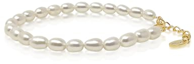 Mary & Jules Perlenarmband Damen Gold mit echten Süßwasserperlen und 925 Sterling Silber - aus recyceltem Silber, vergoldet, Perlenarmband Gold Damen für Frauen & Mädchen