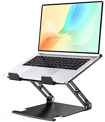 Glangeh Support Ordinateur Portable Aluminium, Refroidissement Support PC Portable Ventilé avec Double Axe Rotation Réglables Pliable Ergonomique, Compatible avec Tablette, MacBook Pro, Laptop 10-16