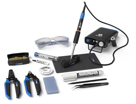 iFixit FixHub lödverktygssats – komplett set, bärbar snabb uppvärmning, trådskalare, spolningsskärare, blyfri lödning, skena, arbetsmatta