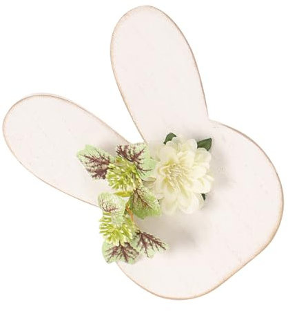 Figurine Lapins en Bois en Bois avec Fleurs Table Centrales À Bowknot des Décors Table pour Les Fermes Décoration Maison