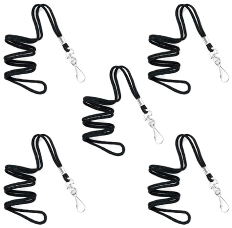 5 stycken nylonsnoddar med nyckelring, nyckelband med klämma, avtagbara nacknyckelband, långa handled paracord-nyckelringar, svart