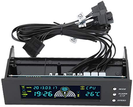 Fockety Controlador de Velocidad de 3 Ventiladores Smart CPU/HDD/SYS Control de Temperatura Panel Frontal LCD STW-5023 de 5,25 Pulgadas para Propietarios de PC para Juegos
