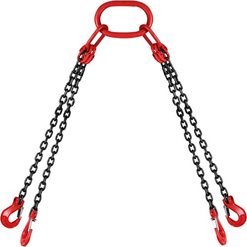 Happybuy G80 Cadenas de Elevación de 4 Patas 1,5 m/5T, Eslinga de Cadena con Diámetro de Cadena 8 mm, Eslinga de Carretilla Elevadora para Minería, Puertos y Construcción