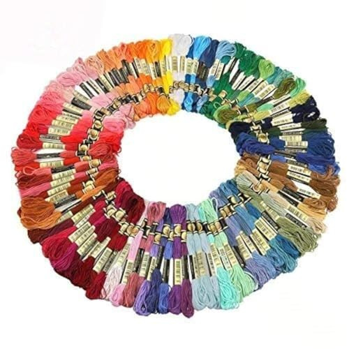 Cisixin Fils à Broder Couleur pour Broderie Point de Croix, Polyester-Coton, Lot de 100 échevettes