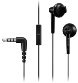 Panasonic RP-TCM55E-K Auriculares Botón In Ear, con Cable y Micrófono, Sonido Estéreo para Móvil, MP3/MP4, Control Remoto, Ajuste Cómodo, Negro