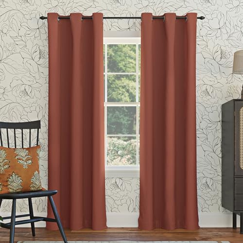 Sun Zero Easton Energy Saving Blackout Grommet Curtain Panel, 40 x 84, Terracotta Orange