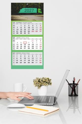 JAROGRAF Väggkalender 2027 – Kvartalskalender 3 Månader med Praktisk Väggplanerare för Möten, Helgdagar och Skollov (Tir)