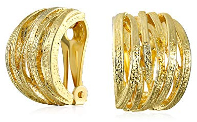 Boucles D'Oreilles À Clip Pour Femmes Non Percées Demi-Créoles Larges À Tissage Croisé Ouvert Plaquées Or Mat