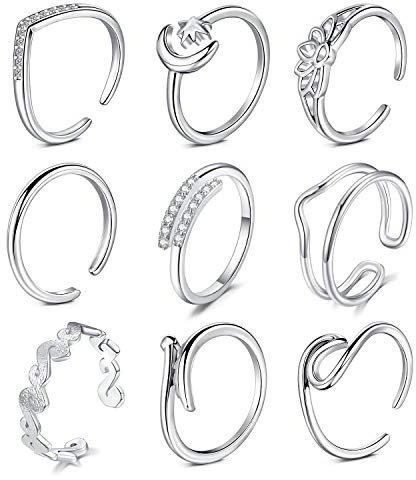 D.Bella Anneaux d'orteil réglables pour femmes été plage hypoallergénique anneau à bout ouvert anneau de queue de doigt ensemble bijoux de pied