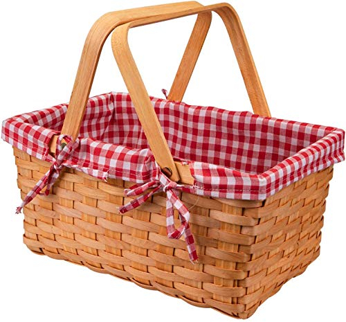 Bekith Geschenkkorb Natur Wicker Camping Picknickkorb Präsentkorb Holz, 32x20x16cm