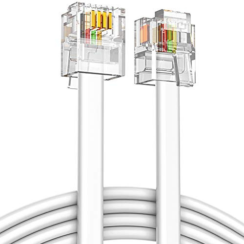 Ancable ADSL RJ11 telefonkabel, 6P4C höghastighets internet höghastighets manlig till manlig router och modem till RJ11 platt kabel för fast telefon modem vit 5M