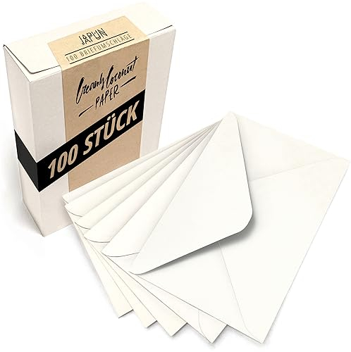 Japun – Briefumschläge weiß (100 Stück) aus Papier, Kuvert, Umschlag ohne Fenster - DIN C6-162 x 114 mm