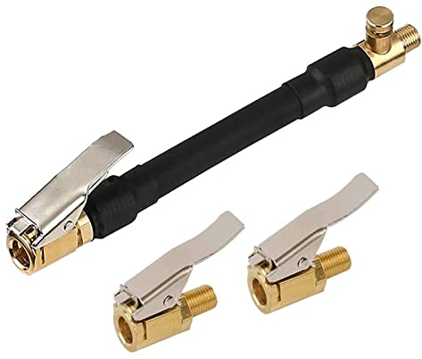 hifrom 40cm Ventilverlängerung Set Autoventil Hebelstecker Air Chuck Inflator Pumpe Schlauch mit 2 Stück Autoventil Adapter, Hebelstecker Auto Druckluft Ventilstecker für Auto Fahrrad Motorrad