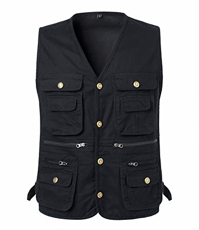 Btmpmcs Herren Outdoor Weste Ärmellose Anglerweste mit Vielen Taschen Baumwolle Freizeit Jagd Weste Camping Wander Weste Jacke Reporterwesten Herren Multifunktionsweste