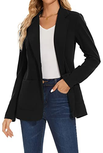 MINTLIMIT Women Jacket Blazer One Button Closure Stylish Comfortable Casual Workwear (Black XL)