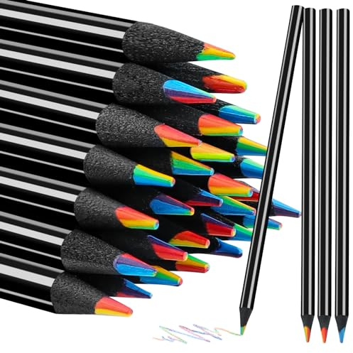 Gelanty Rainbow Coloured Pencils, 30Pcs Colouring Pencils for Adults, Party Bag Fillers, Drawing Multicoloured Pencil, Art Supplies Gifts