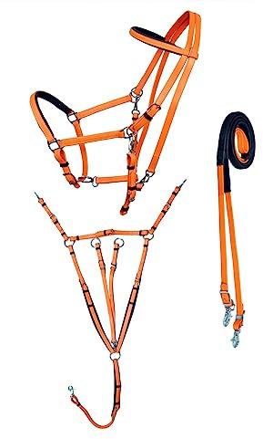 CHALLENGER PVC Endurance Halfter Trensenzaum Combo Brustkragen Zügel 40MIB01OR 3-teilig