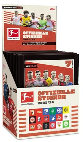 Topps Bundesliga Stickers 23/24 - Displaybox - 36 Päckchen pro Display Box (252 Sticker)