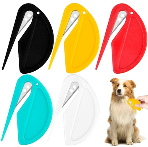 Vibbang 5Stück Entfilzungsmesser für Katze Hunde, Pet Knotting Comb, Knotenkamm Haar Entfilzungskamm, Grooming Knife Tool, Tragbar Haustier Kamm Haarentfernungskamm Entfernen Von Verfilzungen