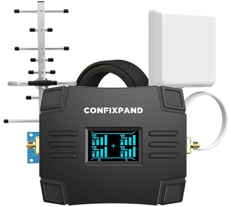 Amplificatore Segnale Cellulare 4G 3G Banda 20/1/3/8 Ripetitore Segnale Cellulare Guadagno70 dB Ripetitore 4G per Operatori Europei Tre, TIM, Vodafone, Iliad, Con Schermo LCD ad Alta Definizione