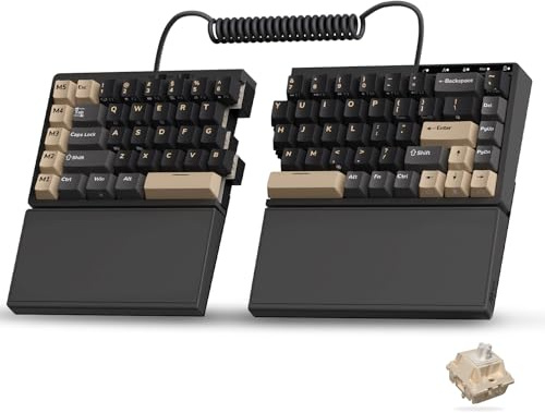 RK ROYAL KLUDGE RKS70 Wireless Gaming Keyboard, Ergonomic Split Design, Bluetooth/2.4G/Wired 75% Compact RGB Backlit Mechanical Keyboard with Fixed Wrist Rest for Win/Mac Hot-Swappable Creamy Switches