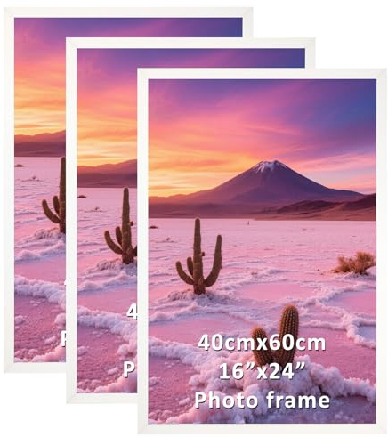Vasemouh Cornice 40x60, Portafoto da Parete, Perfetto per Casa Ufficio, Cornice Bianca in Alluminio, Set da 3 Pezzi