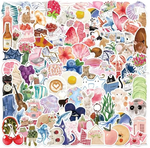 150PCS Aesthetic Clean Girl Stickers, Vinyl Waterproof Coloured Stickers for Laptop Water Bottle Journal Computer Phone Skateboard Scrapbooking