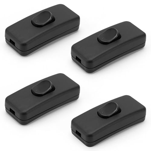4 Pack Inline Cable Switch Black Low Profile Inline Torpedo Switch Easy Install Double Pole Switch 250V In-line Switches for Lamp Table Light