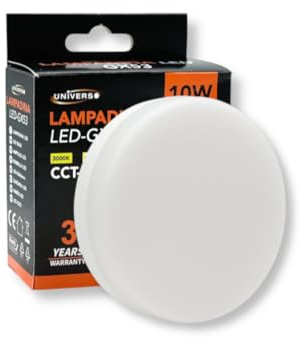 GASIASHOP SRL UNIVERSO GX53-10W-3C LAMPADINA SMD LED ATTACCO GX53 10W CON SWITCH CCT PER SELEZIONE LUCE 3000K/4000K/6500K