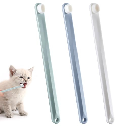 3Pcs Cat Toothbrush Small Dog Toothbrush Soft Bristles Teeth Cleaner Dental Care for Puppy Kitten Pet Oral Hygiene Deep Clean(White, Gray, Green)