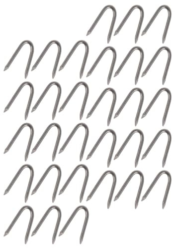 IWOWHERO Lot de 140 Clous en U en Fer pour Clôtures de Jardin, Piquets Métalliques pour Fixation Grillage, Agrafes pour Grillage à Poules et Treillis, Accessoire de Fixation Robuste