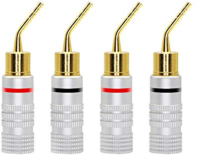 CERRXIAN Chapado en Oro de 2 mm Banana Plug Tornillo Tipo Altavoz de Audio Clavija Enchufes Adaptador de Conector de Cable (4 Piezas)