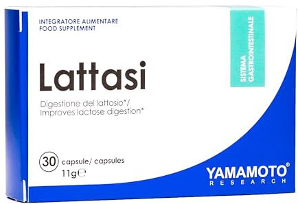 YAMAMOTO RESEARCH Lattasi 30 Capsule, Integratore Alimentare dell'Enzima Lattasi con Estratto di Finocchio, Migliora la Digestione del Lattosio, Adatto agli Intolleranti al Lattosio